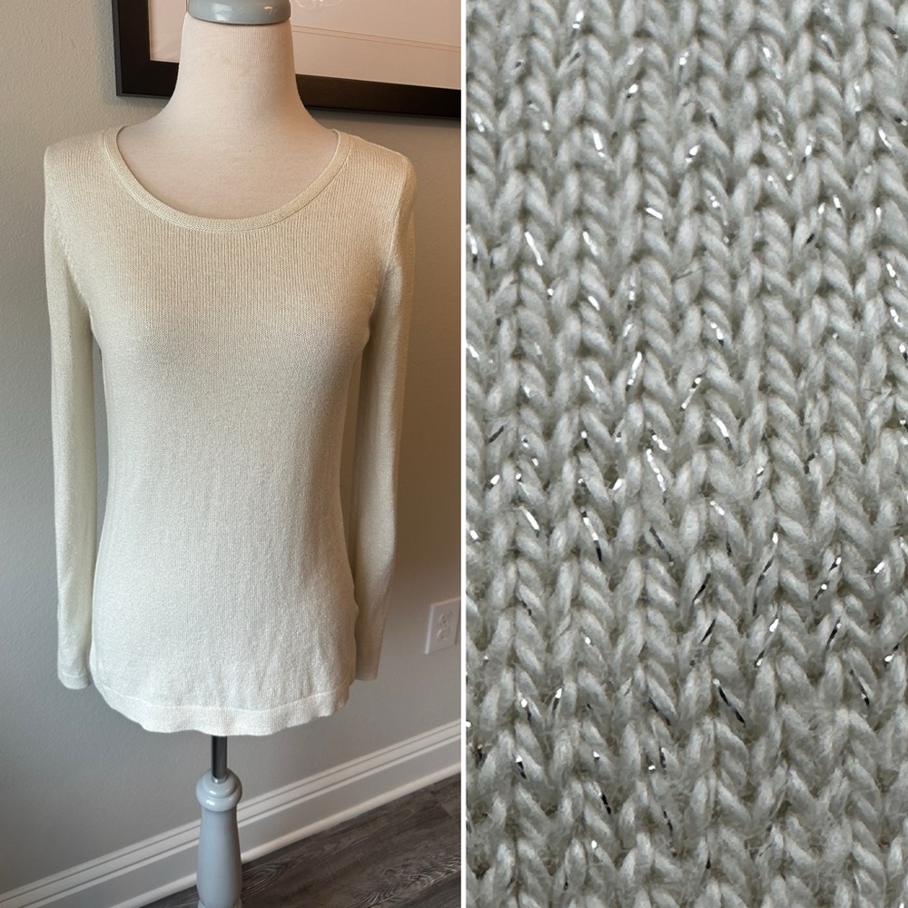 Sliver & Cream Shimmer Sweater – Size Small